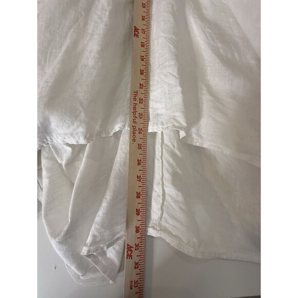 ONZ Made In Italy 🇮🇹 White Linen Handkerchief Hem Skirt L Pockets Inizio - Picture 8 of 8